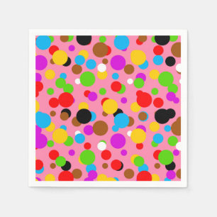 Servilleta De Papel Puntos de Polka coloreados de fondo rosado