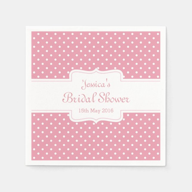 Servilleta De Papel Puntos de polka en rosa (Anverso)