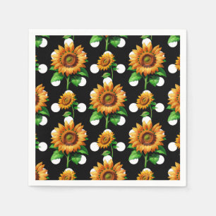 Servilleta De Papel Puntos de Polka Floral de Girasol