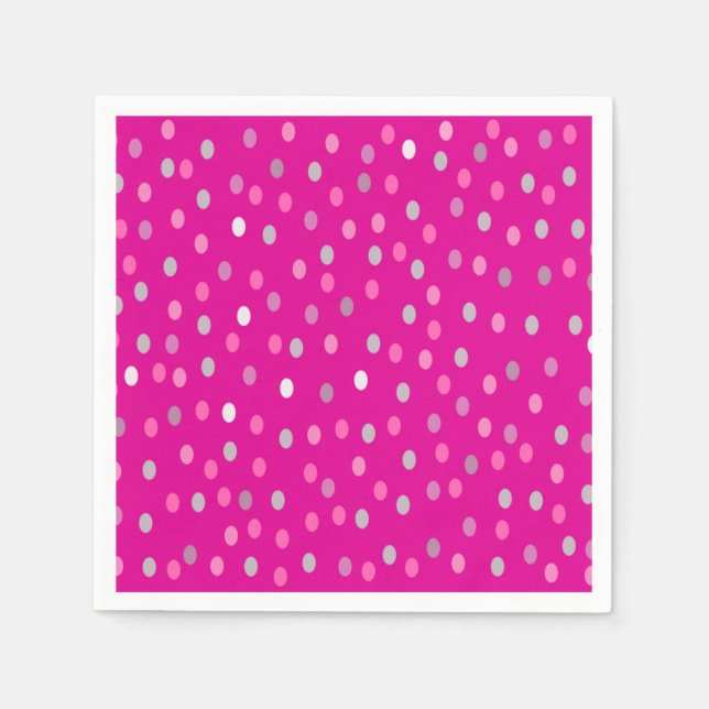 Servilleta De Papel Puntos de polka magenta (Anverso)