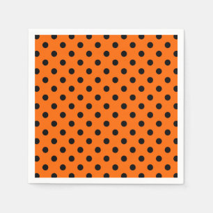 Servilleta De Papel Puntos de polka negro y naranja