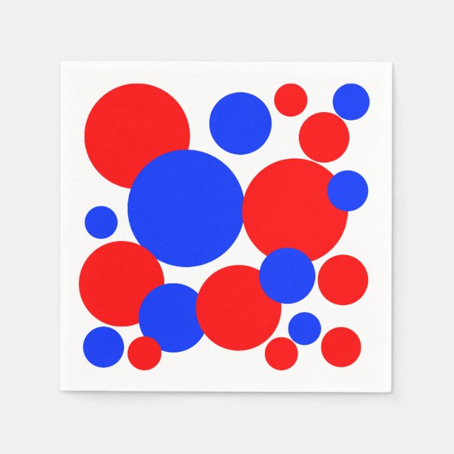 Servilleta De Papel Puntos de Polka Rojo, Blanco y Azul (Anverso)