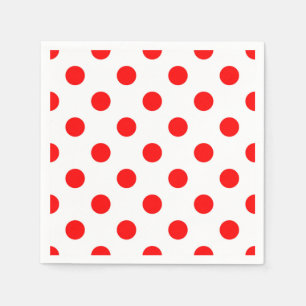 Servilleta De Papel Puntos de Polka Rojo de Fondo Blanco