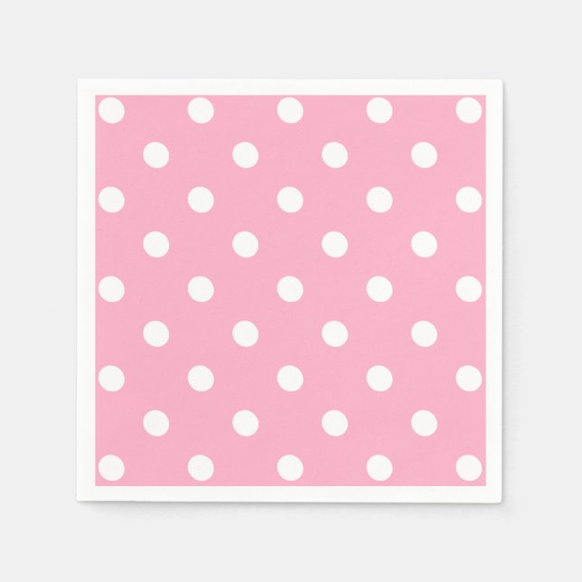 Servilleta De Papel Puntos de Polka Rosa (Anverso)