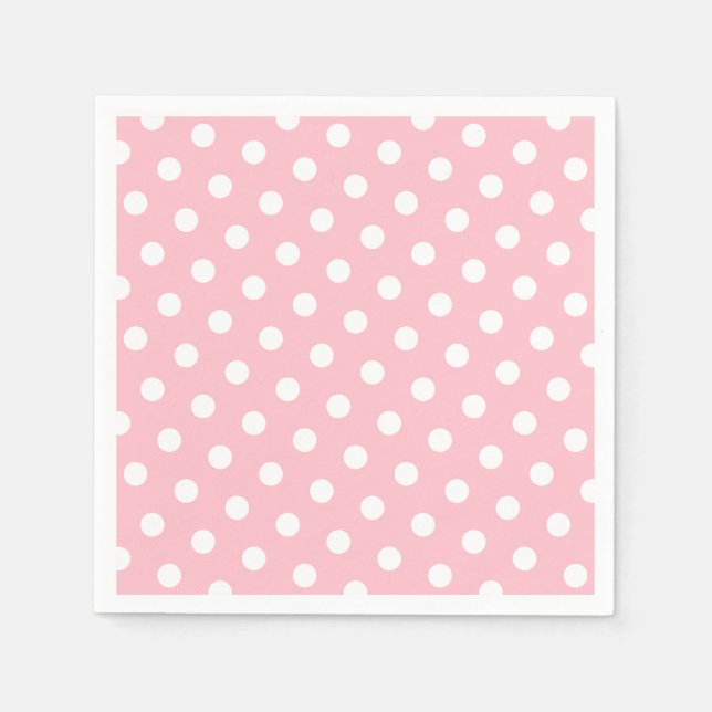 Servilleta De Papel Puntos de polka rosa y blanco (Anverso)