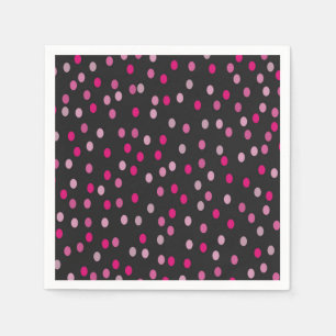 Servilleta De Papel Puntos de polka rosada en negro