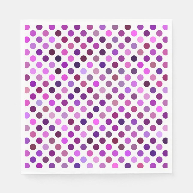 Servilleta De Papel Puntos de polka rosados y púrpura (Anverso)