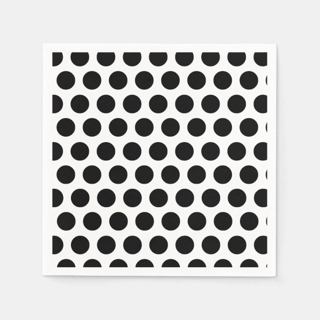 Servilleta De Papel Puntos del Polka Negro (Anverso)