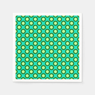 Servilleta De Papel Puntos en círculo retro, pavo real y verde claro