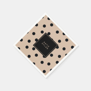Servilleta De Papel Puntos negros elegantes en beige