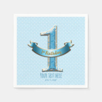 Puntos Polka Azules y Banner UNO 1er Cumpleaños