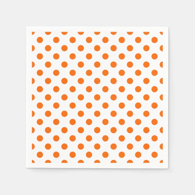 Servilleta De Papel Puntos Polka Naranja de fondo blanco (Anverso)