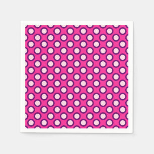 Servilleta De Papel Puntos retro en círculo, magenta, rosa y violeta