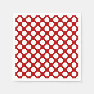 Servilleta De Papel Puntos retro grandes - blanco y rojo