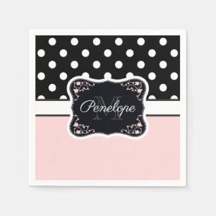 Servilleta De Papel Puntos rosados y negros
