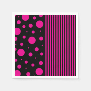 Servilleta De Papel Puntos y rayas en magenta y negro