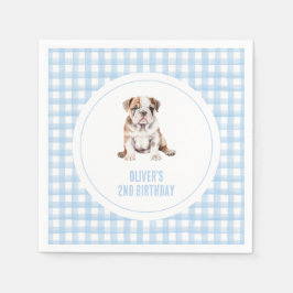 Servilleta De Papel Puppy bulldog preppy plaid birthday