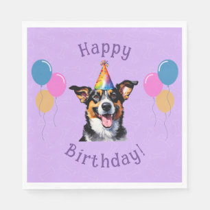 Servilleta De Papel Puppy Dog Purple Birthday Paw-ty