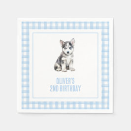 Servilleta De Papel Puppy husky preppy plaid birthday