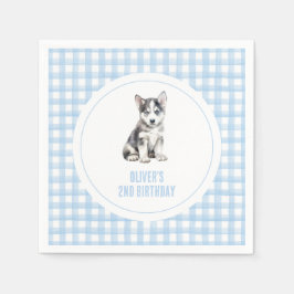 Servilleta De Papel Puppy preppy plaid birthday