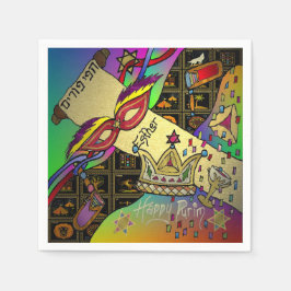 Servilleta De Papel Purim Esther Celebración Impresión de arte oscuro