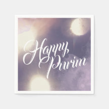 Purim feliz en espuma y morado