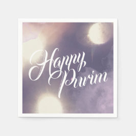 Servilleta De Papel Purim feliz en espuma y morado