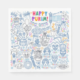 Servilleta De Papel Purim Fiesta Napkins - Diseños judíos festivos