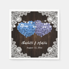 Servilleta De Papel Purple and Blue Floral Hearts Wood Lace Wedding