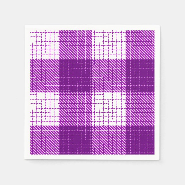 Servilleta De Papel Purple and White Bold Checkered Plaid Design  (Anverso)