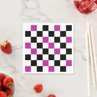 Servilleta De Papel Purple Black White Checkered Pattern Design 