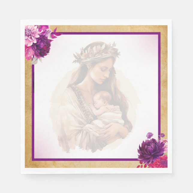 Servilleta De Papel Purple Boho Baby Shower Napkins (Anverso)