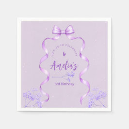 Servilleta De Papel Purple Bow Birthday Any Age