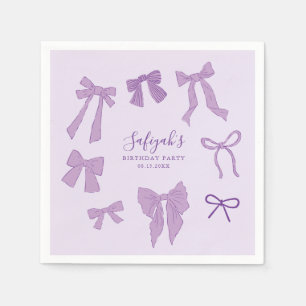 Servilleta De Papel Purple Bows Whimsical Birday Party