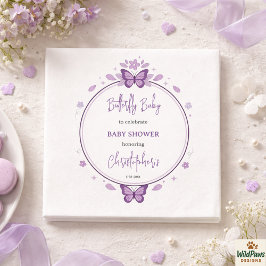 Servilleta De Papel Purple Butterfly Baby Girl Baby Shower 
