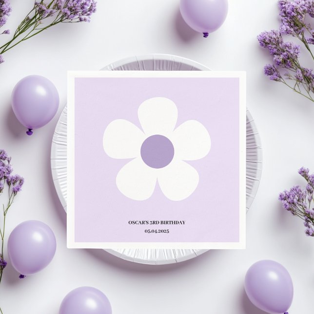 Servilleta De Papel Purple Daisy Birthday | Tabla de Fiestas florales (Subido por el creador)
