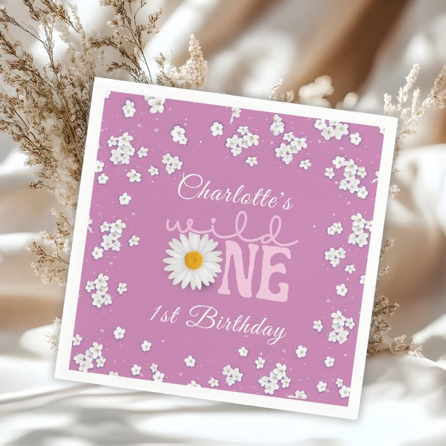 Servilleta De Papel Purple Daisy Wild One 1st Birthday Paper Napkin (Subido por el creador)