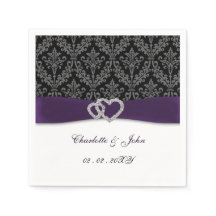 Purple Damask Diamante Boda Classic