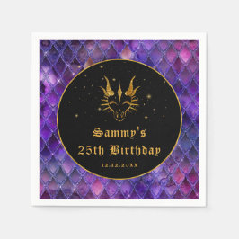 Servilleta De Papel Purple Dragon Scales Gold Faux Purpurina Cumpleaño