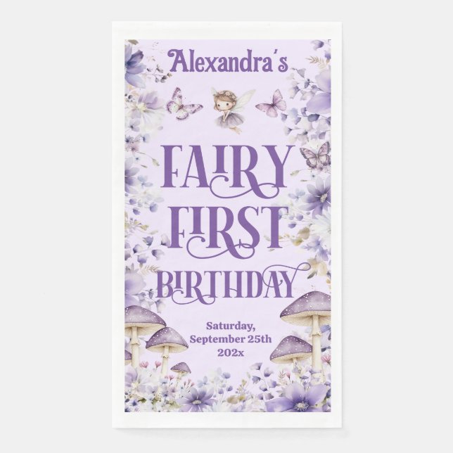 Servilleta De Papel Purple Floral Fairy First  (Anverso)