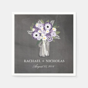Servilleta De Papel Purple Garden Mason Jar   BODA