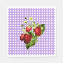 Servilleta De Papel Purple Gingham & Strawberries Papel de almuerzo