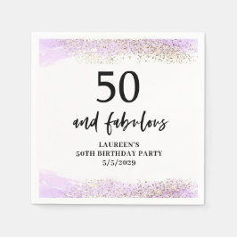 Servilleta De Papel Purple Glitter Purple 50th Birthday Party 