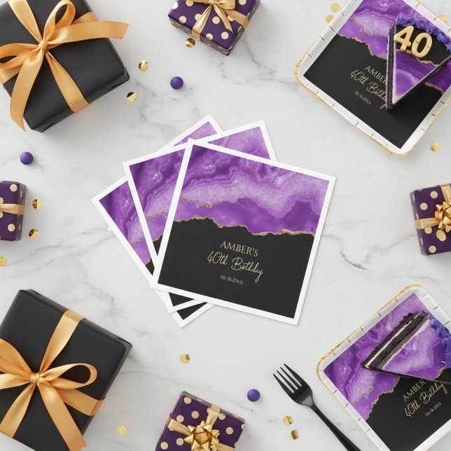 Servilleta De Papel Purple Gold Glitter Abstract Watercolor Marble  (Subido por el creador)