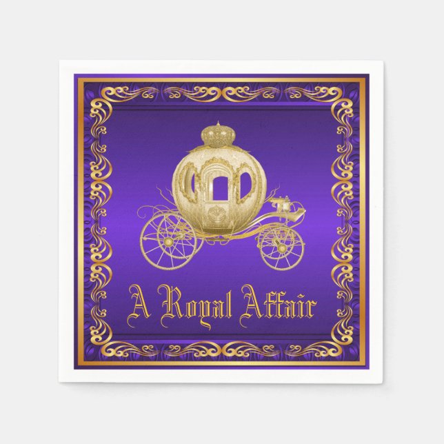 Servilleta De Papel Purple Gold Royal Carriage Real Fiesta (Anverso)