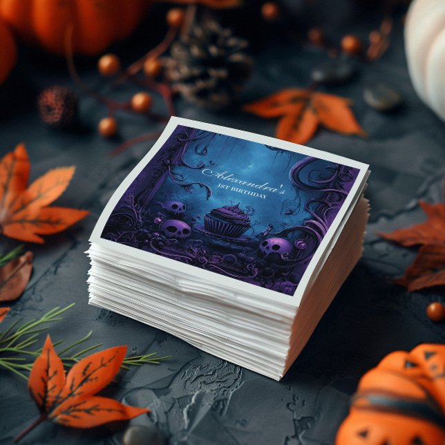 Servilleta De Papel Purple Gothic Spooky ONE Cumpleaños (Subido por el creador)
