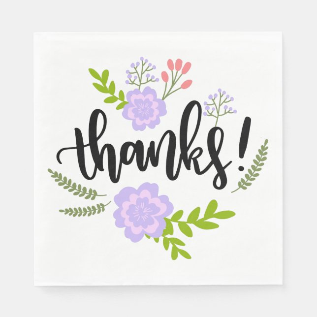 Servilleta De Papel Purple Gracias Flor Deja Boda acuarela (Anverso)