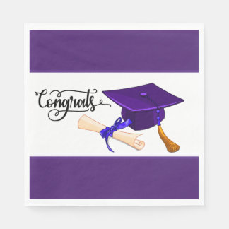 Servilleta De Papel Purple Graduation Cap And Diploma 