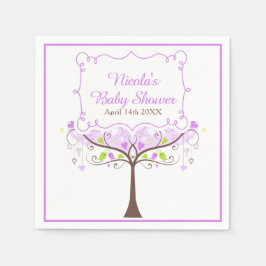 Servilleta De Papel Purple & Green Floral Bird Baby Shower 