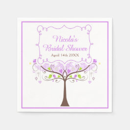 Servilleta De Papel Purple & Green Floral Bird Bridal Shower 